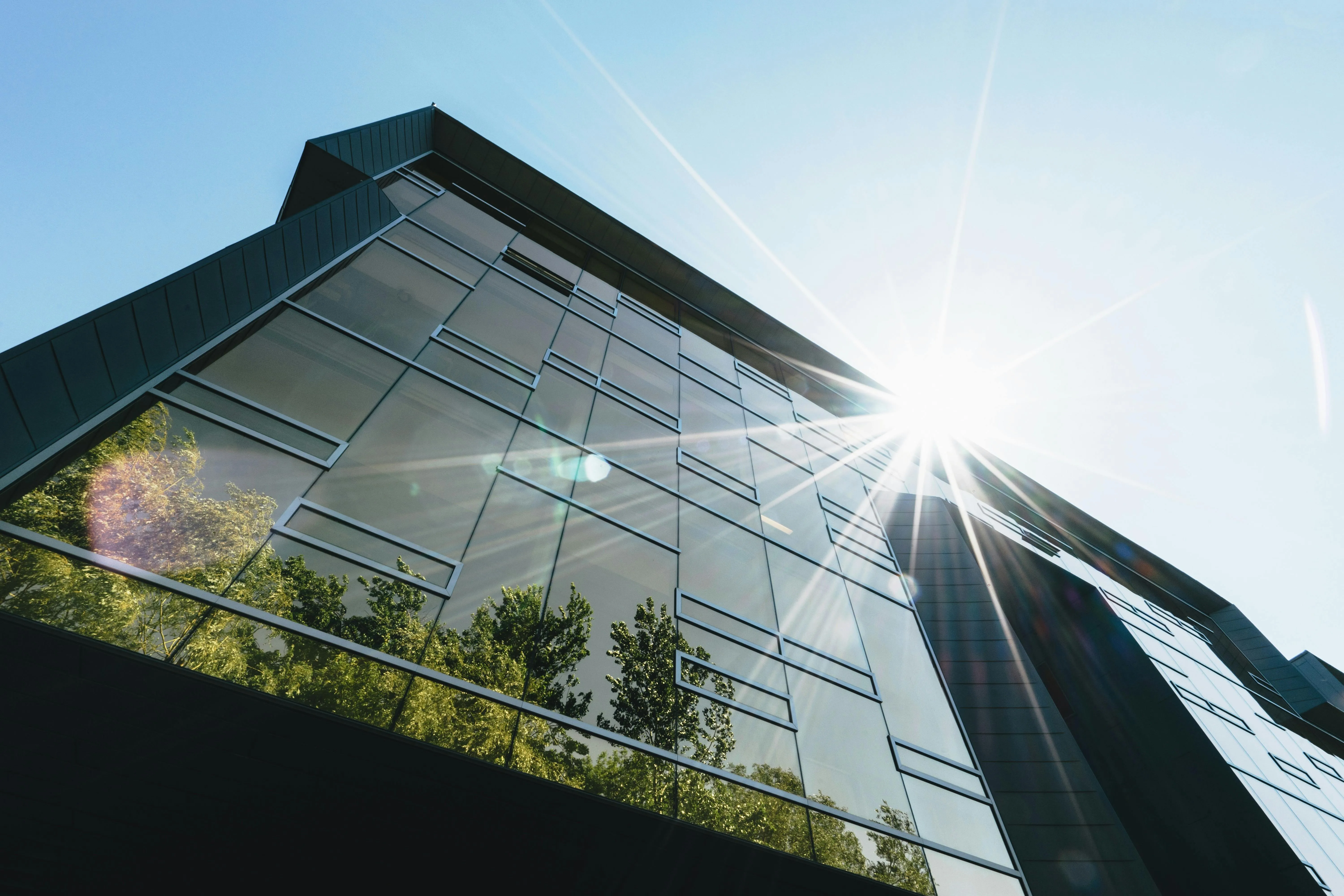 Commercial building in sunlight