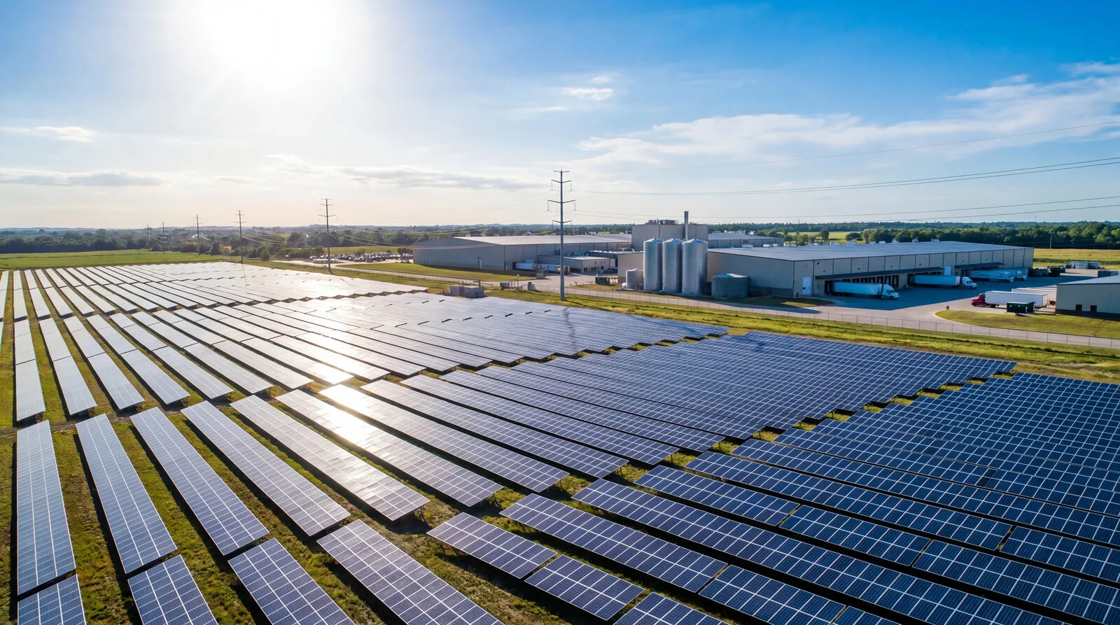 Commercial bottling facility with solar
