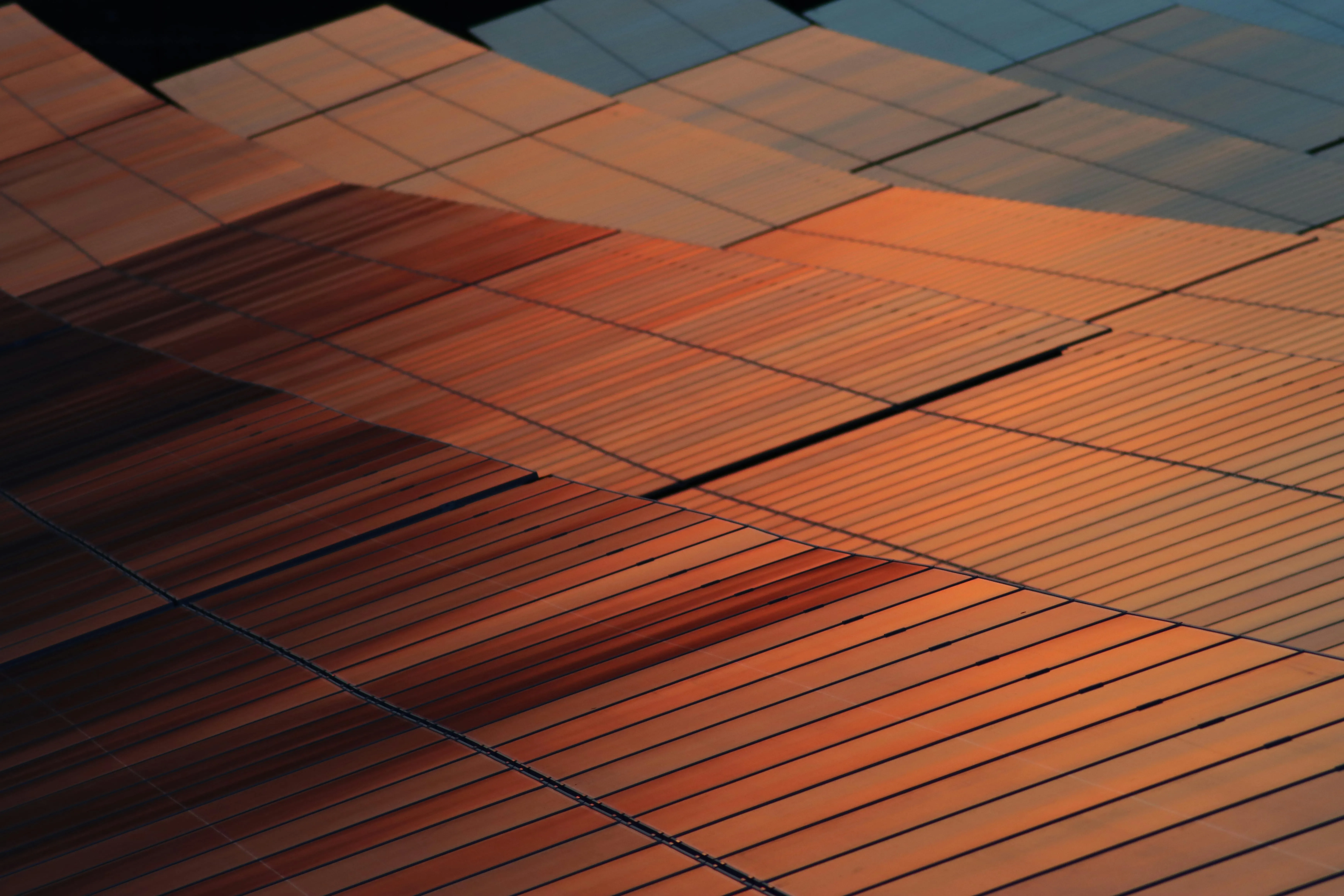 Solar array at sunset
