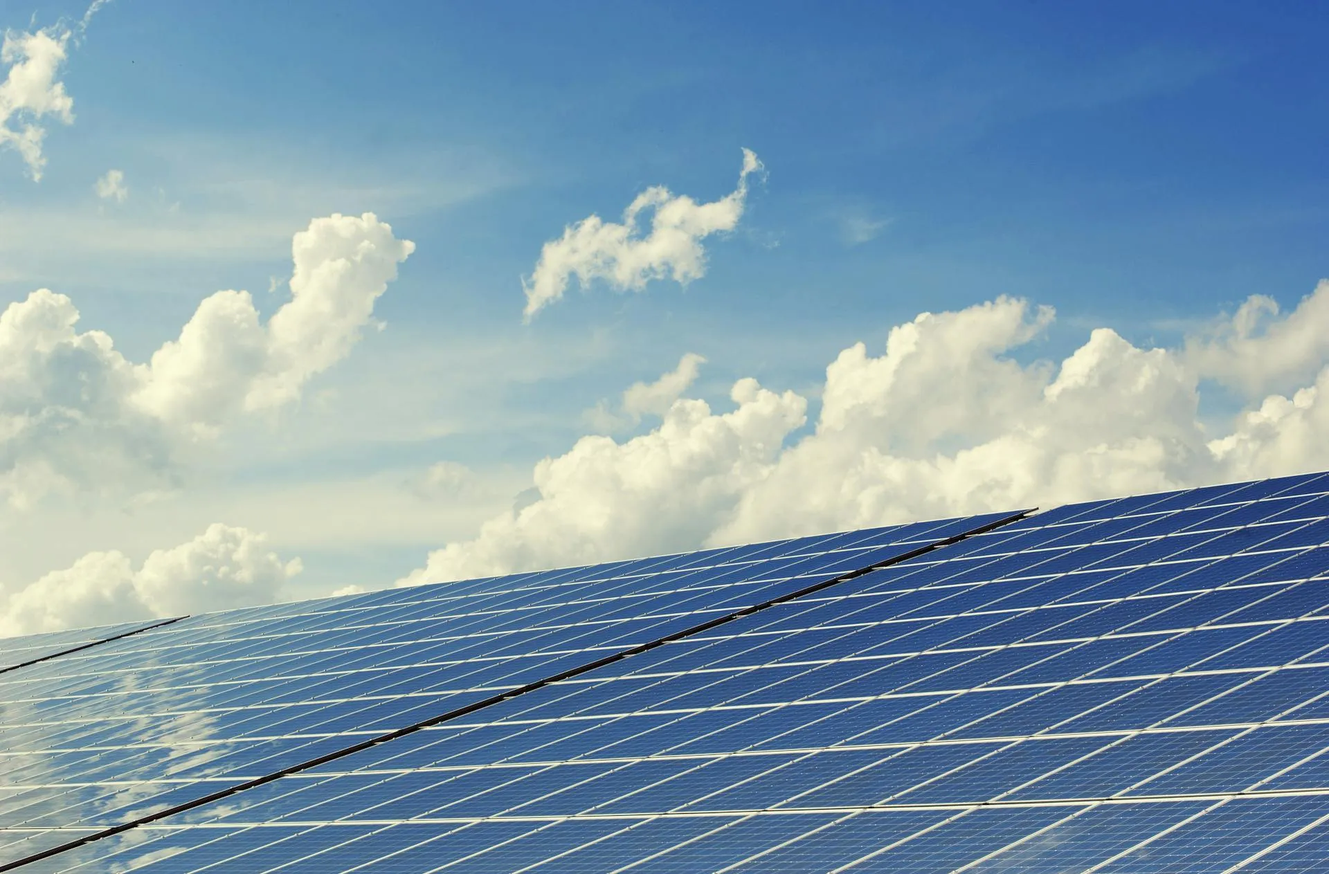 Solar panels against a blue sky